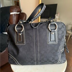 Coach Soho XL Vintage Black Signature Cs Tote Shoulder Bag